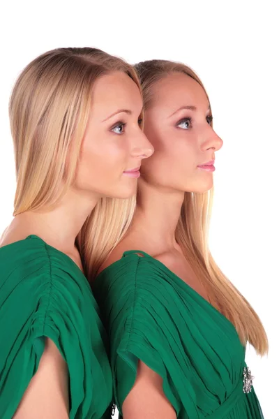 Twin meisjes zijaanzicht — Stockfoto