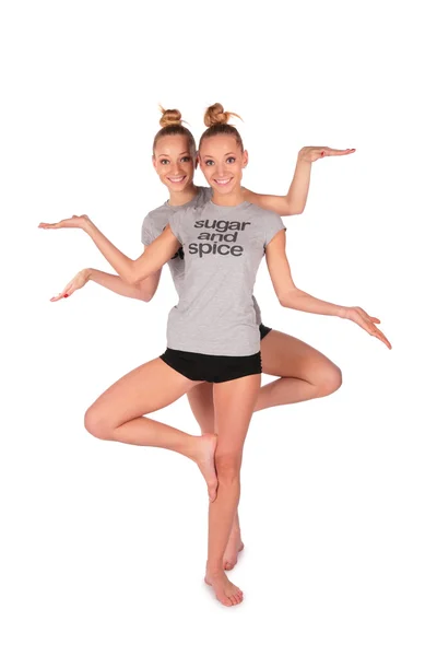 Twin sport meisje als sheva — Stockfoto