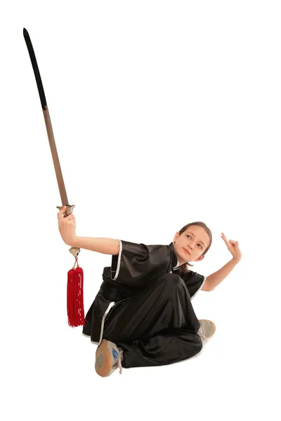 Wushu chica con espada —  Fotos de Stock