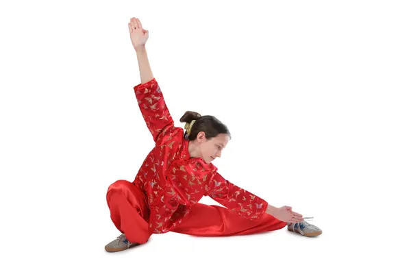 Wushu menina formação 2 — Fotografia de Stock
