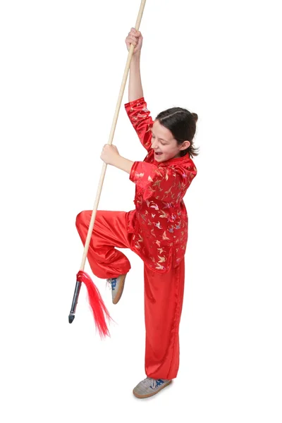 Kung fu girl final blow — Stock Photo, Image