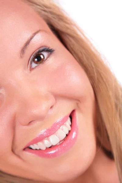 Blond meisje gezicht close-up Stockfoto