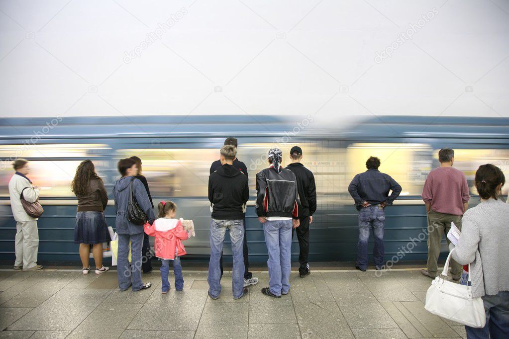 Arrival of subway train