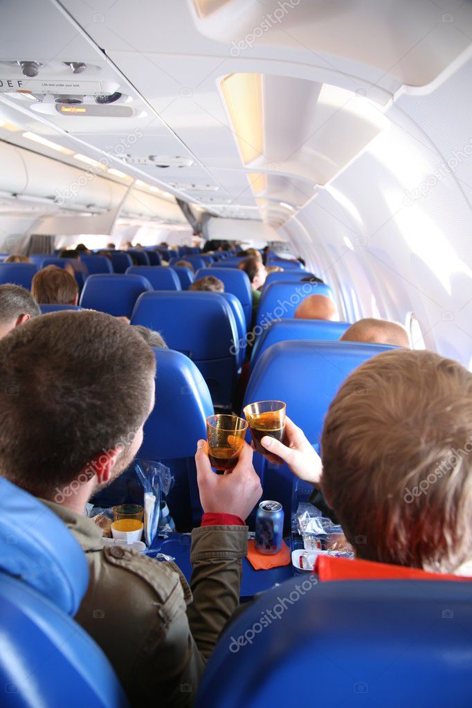 Passengers in the aircraft from behind