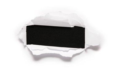 The sheet of paper with the rectangular hole against the black background 2 clipart