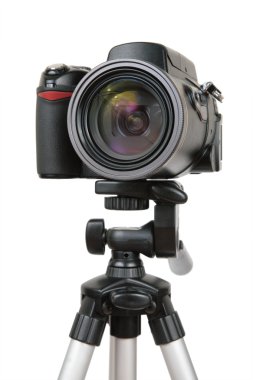 Modern photo camera on tripod 2 clipart