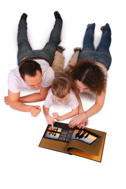 Family reads magazine clipart