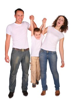 Family of three plays clipart