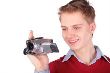 Boy with HDV camera clipart
