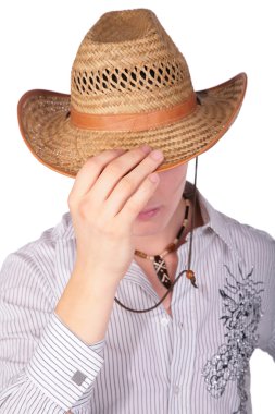 Boy hide gace with hat clipart