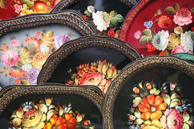 Russian painted trays clipart