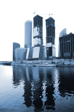 Bulding of skyscrapers near river clipart