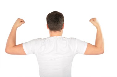 Man shows biceps from back clipart