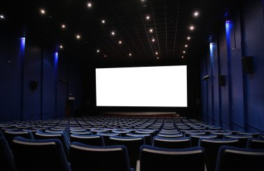 Hall of cinema with last spectator clipart