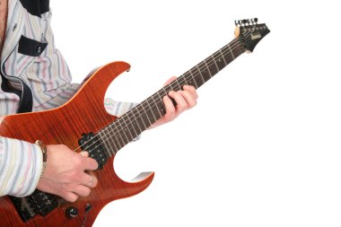 Closeup hands with guitar clipart