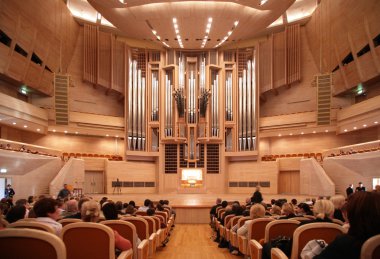 Concert hall with organ clipart