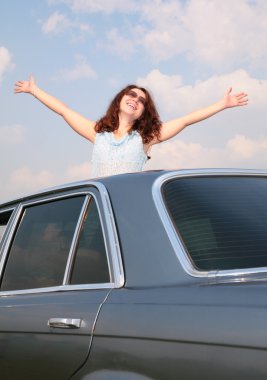 Woman & car clipart