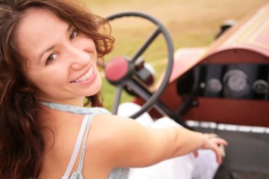 Woman & car clipart