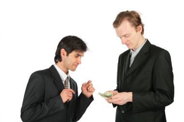 Two businessmen and dollars clipart