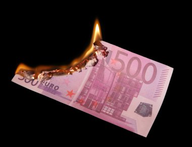 Burning five hundred Euros clipart