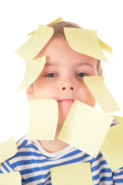 Boy in stickers — Stock Photo, Image