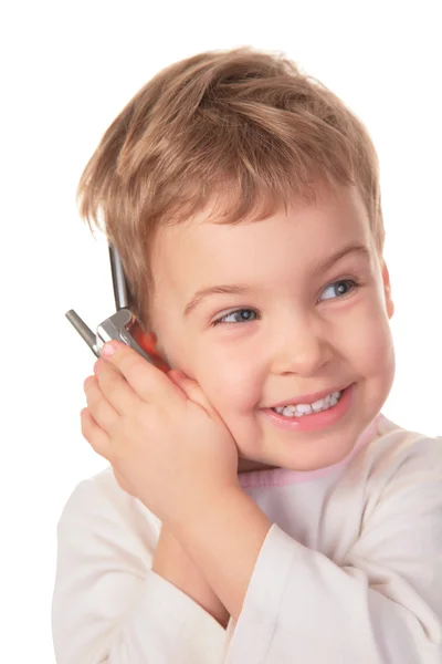 Smiling girl speaks on cell phone 2 — Stock Photo, Image