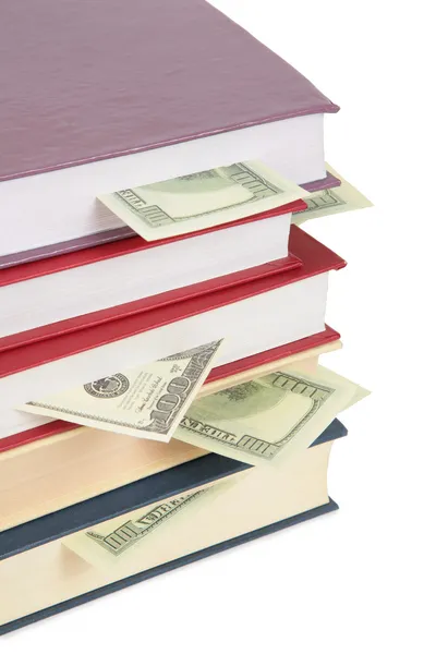 Beker van boeken met dollars 2 — Stockfoto