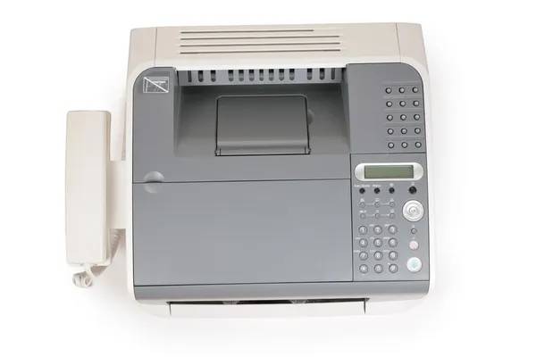 Факс и телефон сверху на белом — стоковое фото