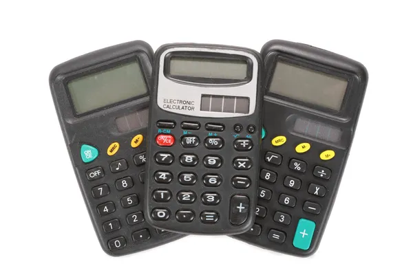 Three old vintage calculators — Stok fotoğraf