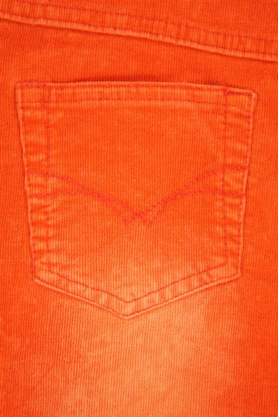 オレンジ色のジーンズのポケットの中のテクスチャ — ストック写真