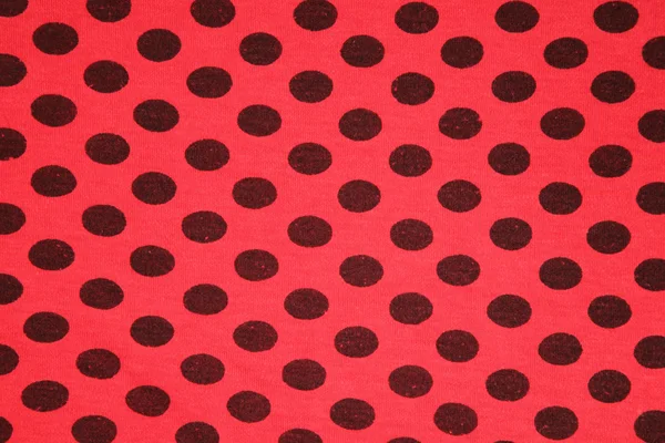 Vermelho com manchas pretas textura têxtil — Fotografia de Stock
