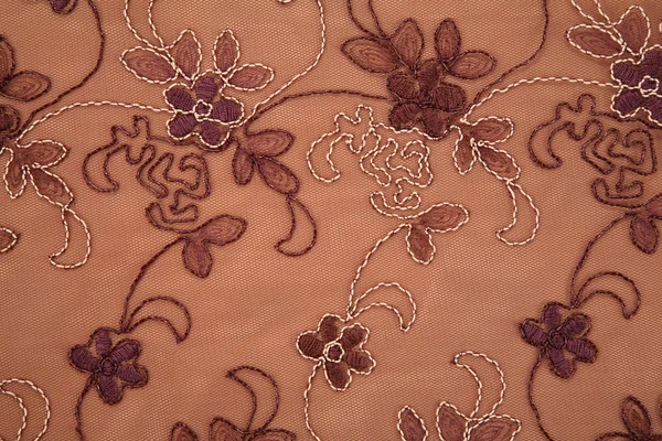 Bloem textiel bruin textuur — Stockfoto