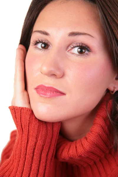 Портрет дівчини в червоному светрі — стокове фото