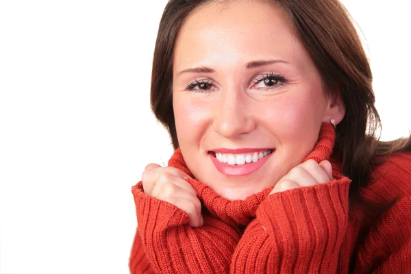 Portret van meisje in rode trui 3 — Stockfoto