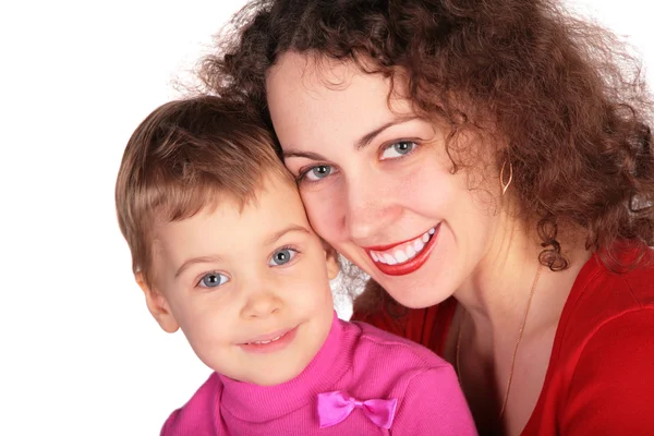 Anne ve çocuk üzerine beyaz izole — Stok fotoğraf