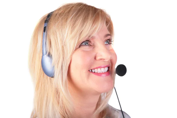 Middleaged woman with headset — Stock Photo, Image