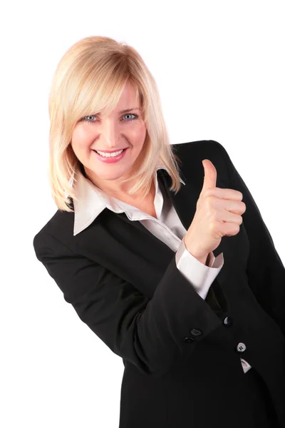 Middleaged woman gives gesture ok 2 — Stock Photo, Image