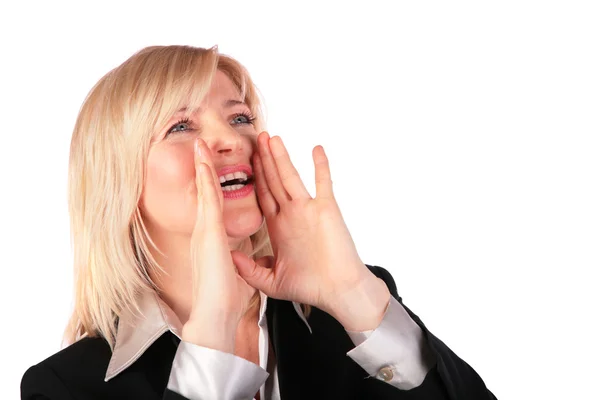 Middleaged woman screams — Stock Photo, Image