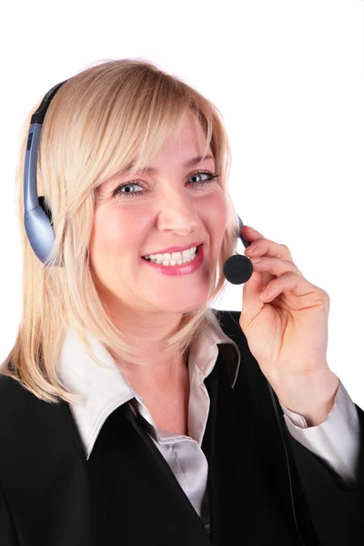 Middleaged woman with headset 2 — Stock Photo, Image