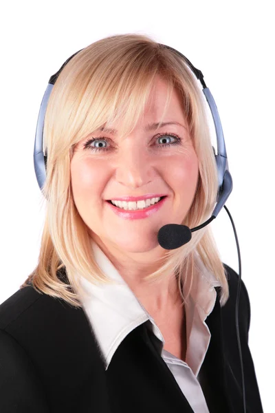 Middleaged woman with headset 3 — Stock Photo, Image