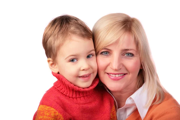 Middleaged woman with kid 2 grandmother with baby — Stock Photo, Image