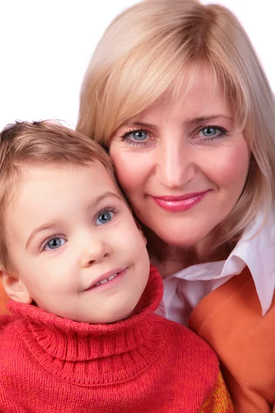 Middleaged woman with kid face close-up — Stock Photo, Image