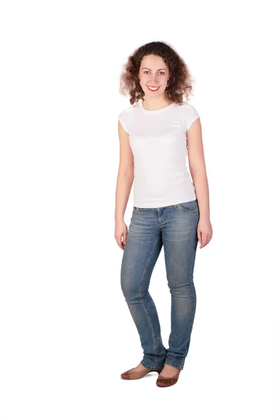 Genç bir kadın tam vücut izole poz — Stok fotoğraf