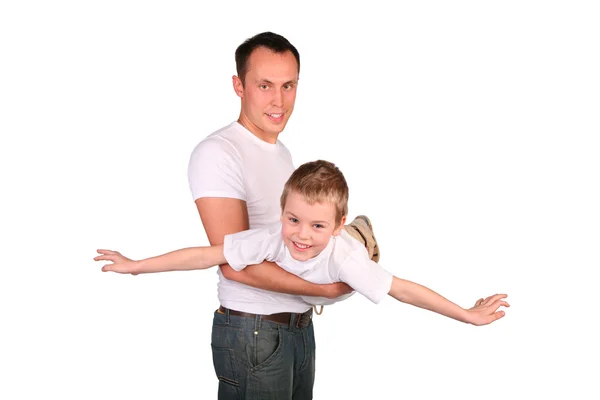 Father with son like airplane — Stock Photo, Image