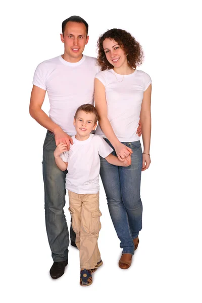 Семья из трех человек позирует — стоковое фото