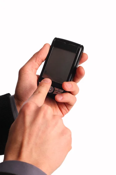 Mobilní telefon v rukou — Stock fotografie