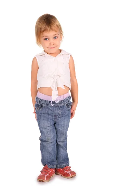 Маленька красива дівчинка ізольована на білому — стокове фото
