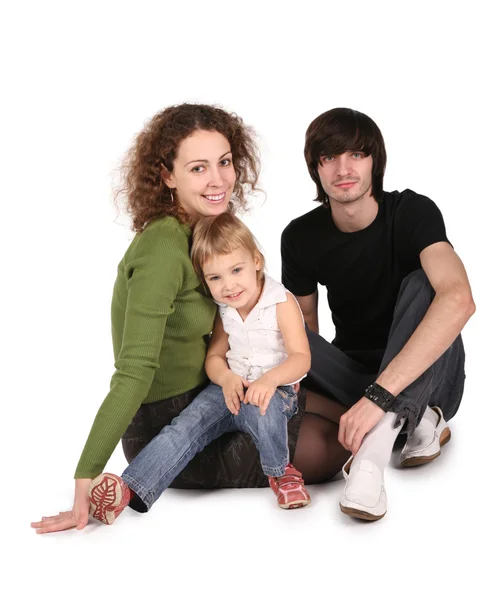 Young family on white — Stock Photo, Image