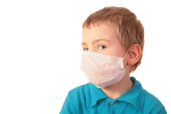 Boy in respirator — Stock Photo, Image