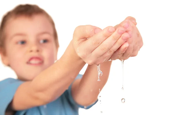Niño con gotas de agua — Foto de Stock